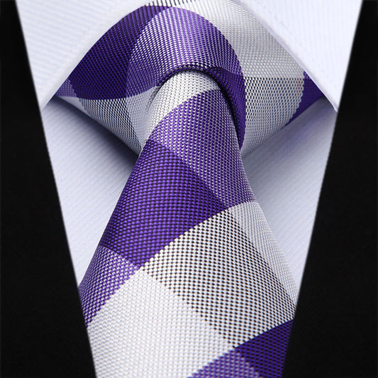 Hisdern Purple Plaid Wedding Accessories Set