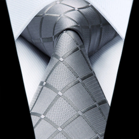 Hisdern Grey Plaid Wedding Accessories Set
