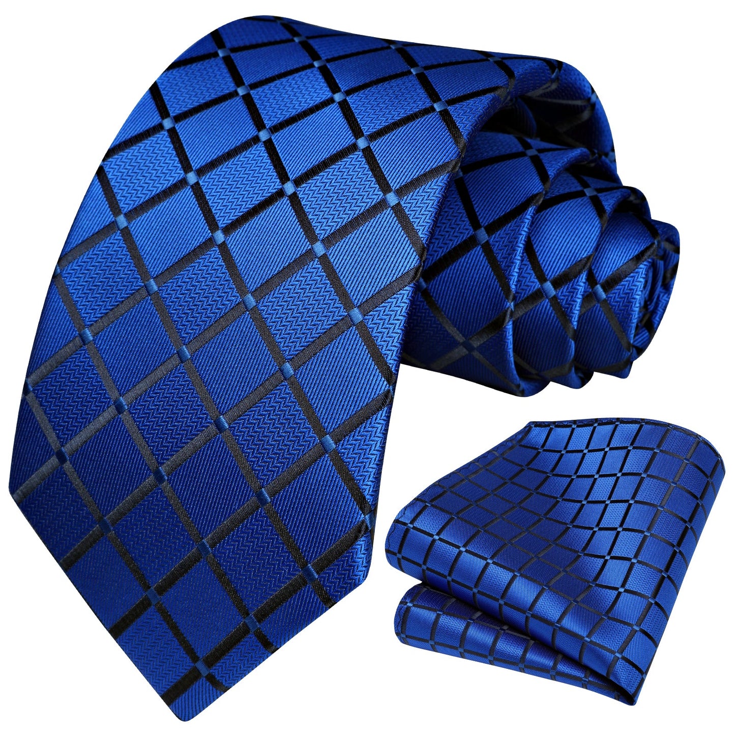 Hisdern Royal Blue Plaid Wedding Accessories Set