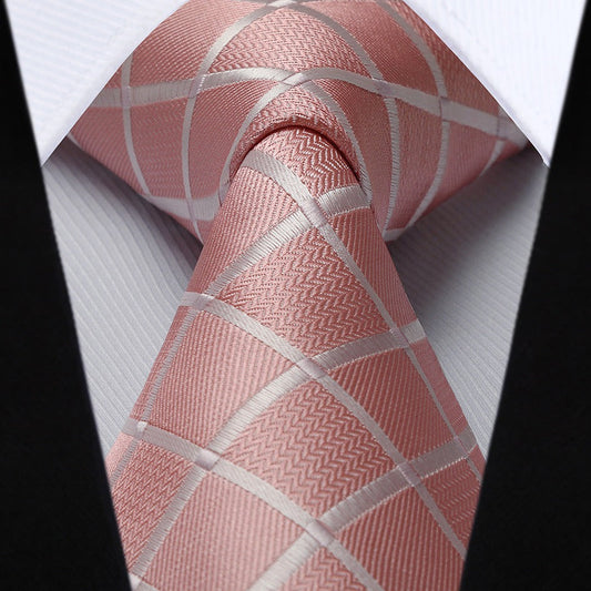 Hisdern Pink Plaid Wedding Accessories Set