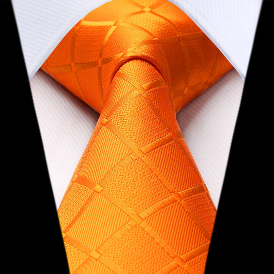 Hisdern Orange Plaid Wedding Accessories Set