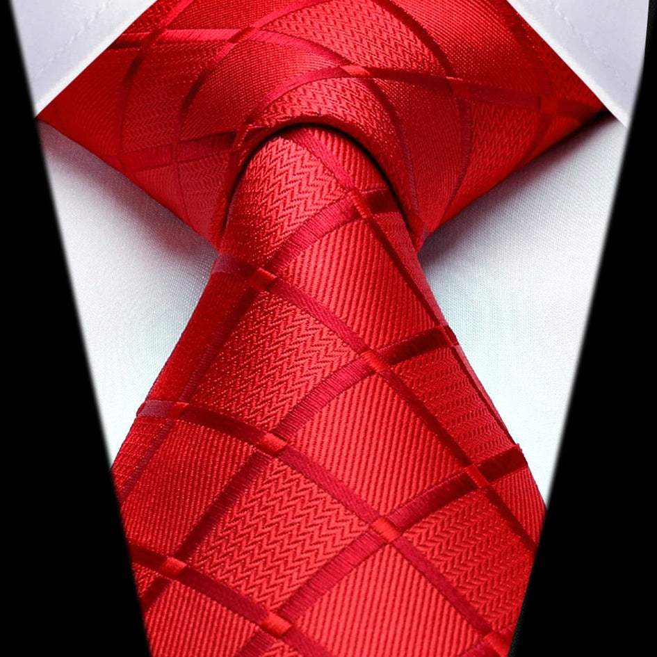 Hisdern Light Red Plaid Wedding Accessories Set