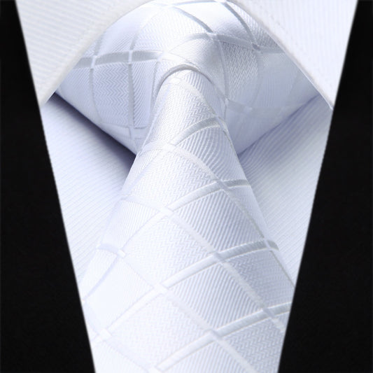 Hisdern White Plaid Wedding Accessories Set
