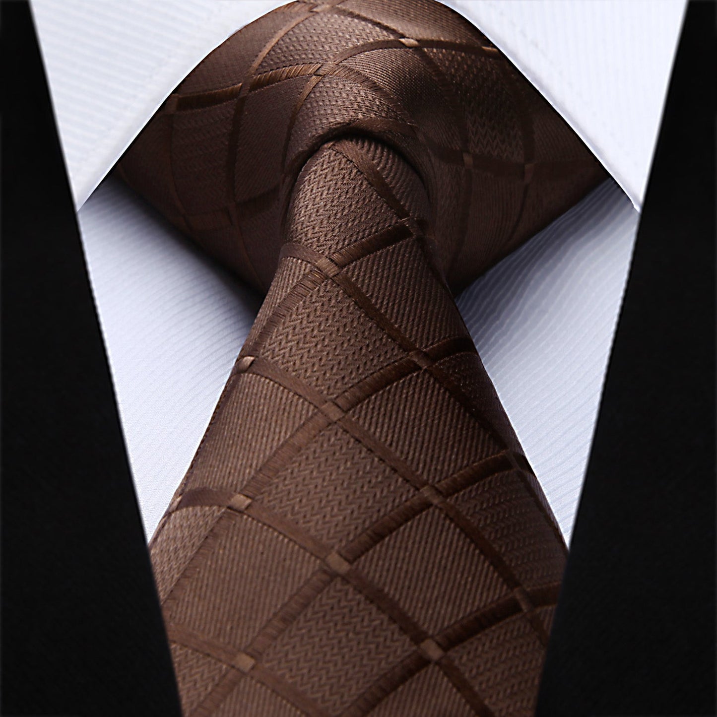Hisdern Brown Plaid Wedding Accessories Set