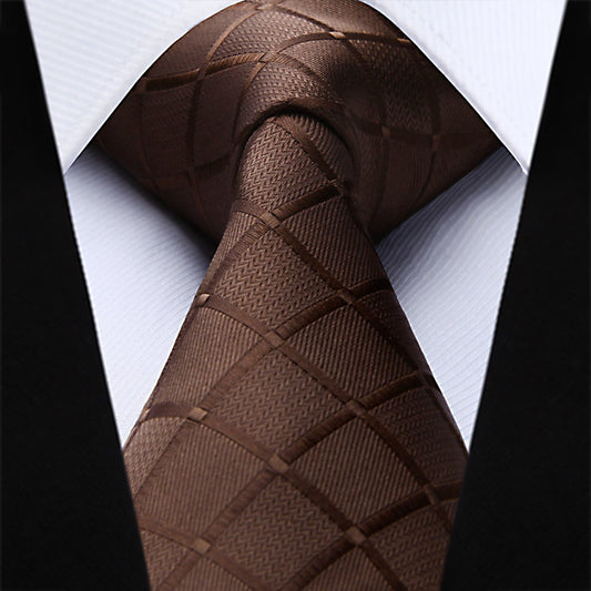 Hisdern Brown Plaid Wedding Accessories Set