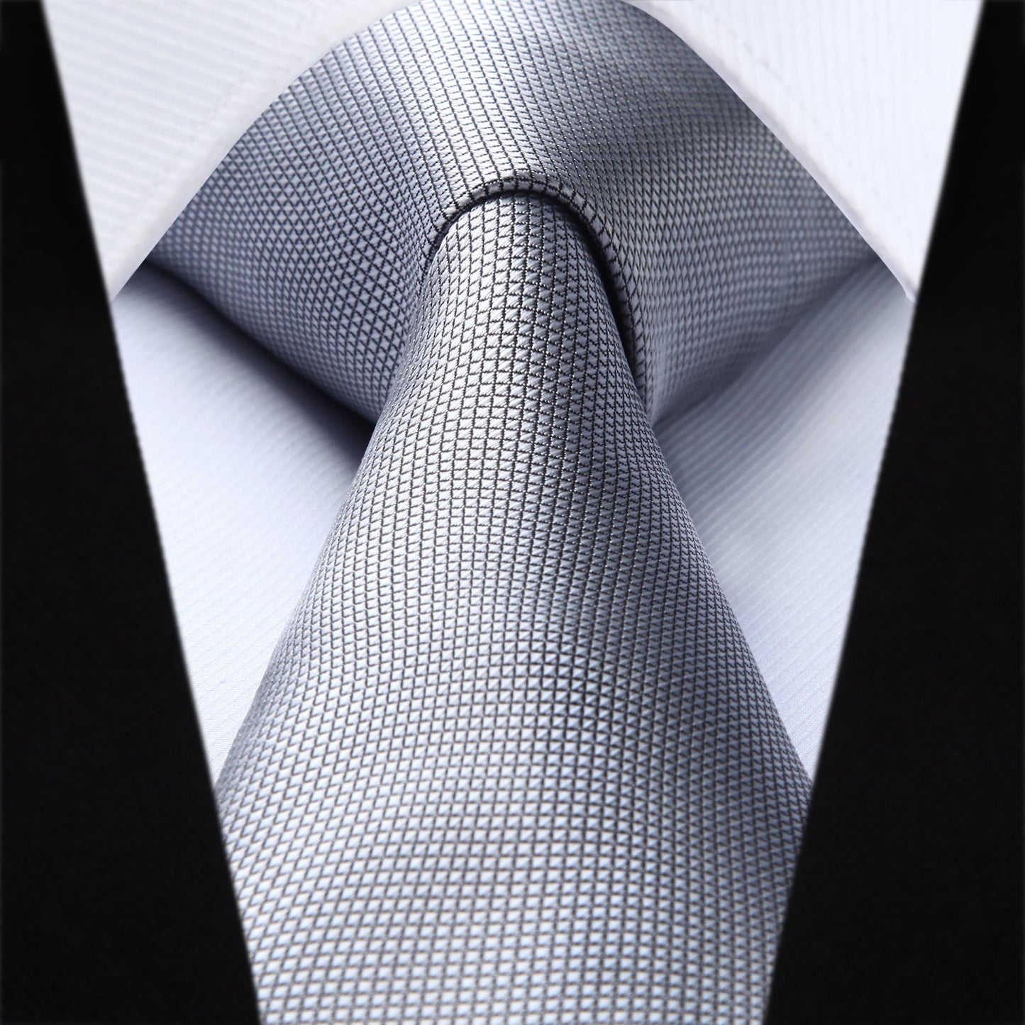 Hisdern Grey Houndstooth Wedding Tie Set