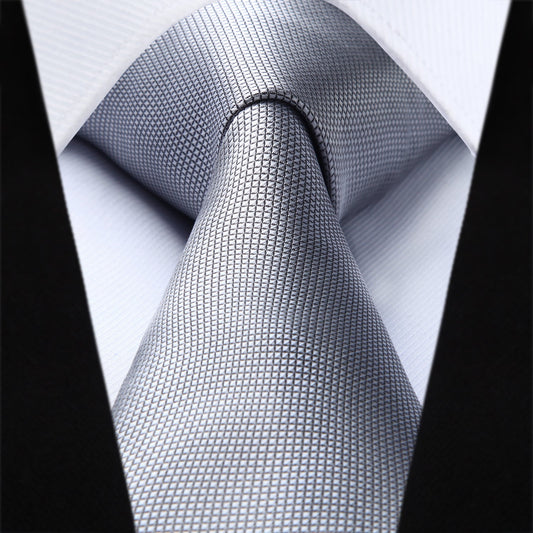Hisdern Grey Houndstooth Wedding Tie Set