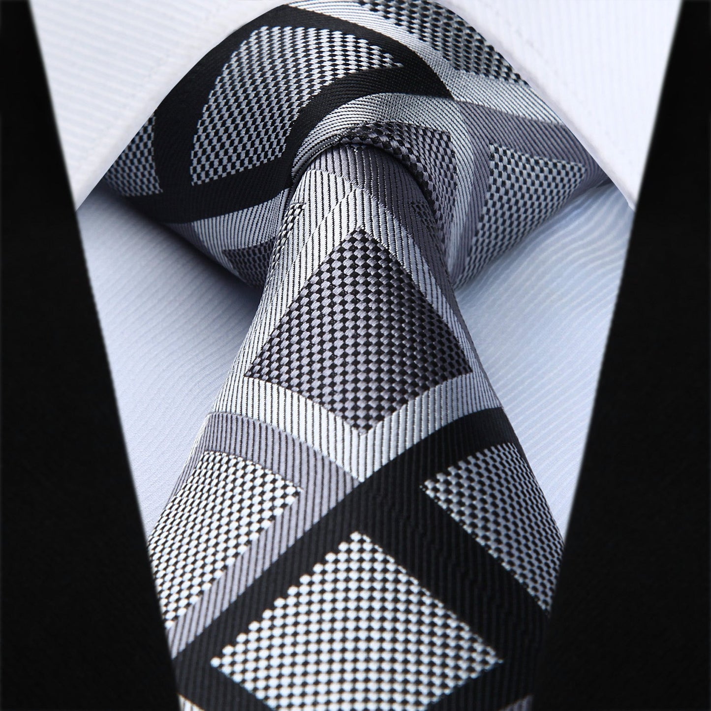 Hisdern Grey Plaid Business Tie Set