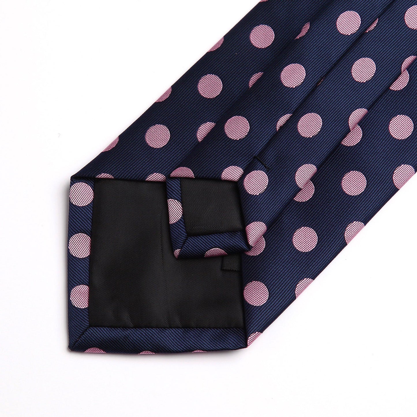 Hisdern Blue Pink Polka Dot Print Tie Set For Formal Events