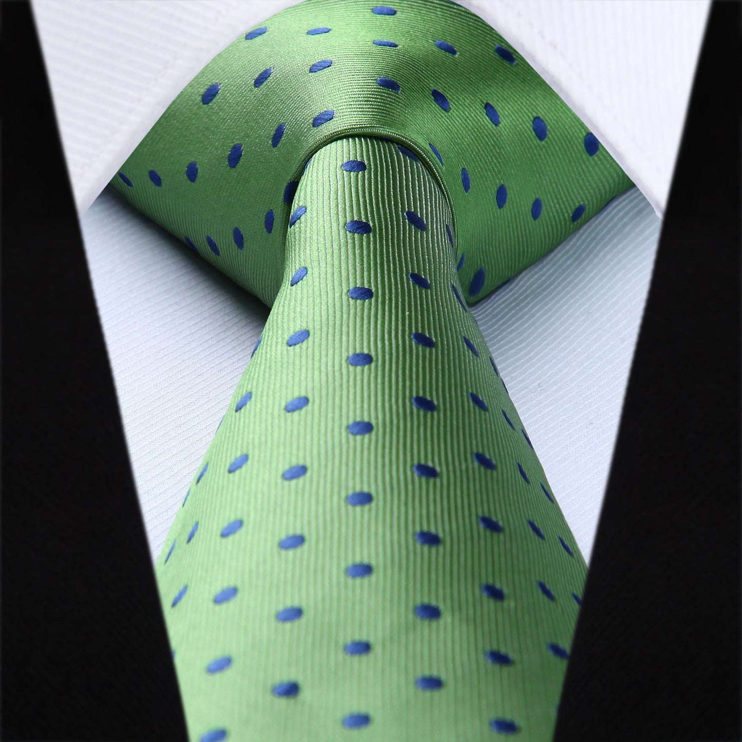 Hisdern Lawn Green Polka Dot Tie Set For Groomsmen