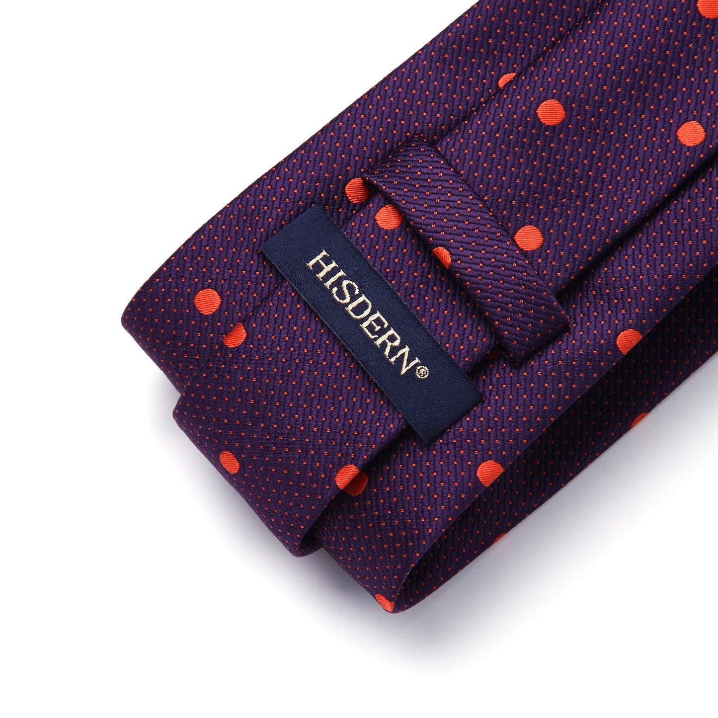 Hisdern Purple Polka Dot Tie Set For Groomsmen