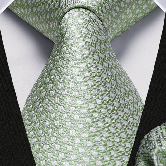Hisdern Sage Green Houndstooth Business Tie Set
