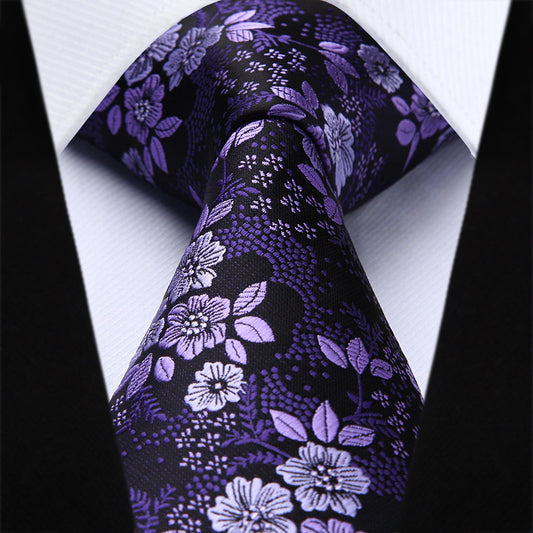 Hisdern Purple Floral Wedding Accessories Set