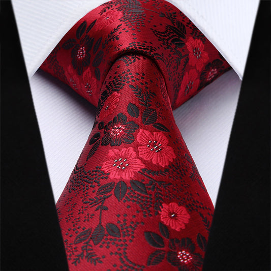 Hisdern Red Floral Wedding Accessories Set