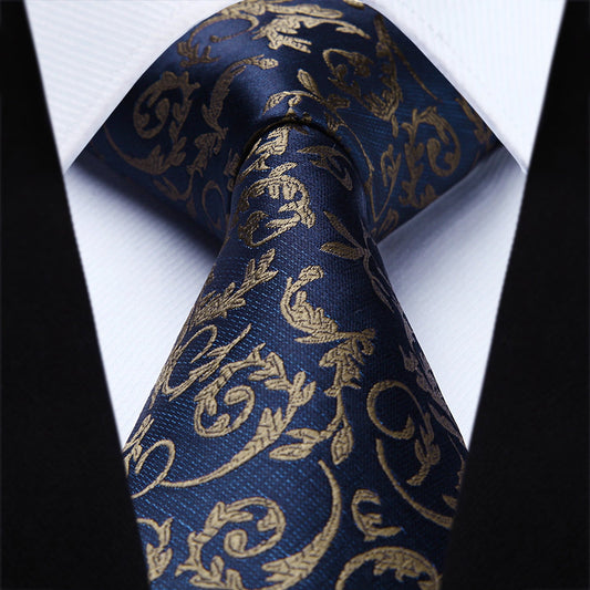 Hisdern Navy Blue Brown Floral Wedding Accessories Set