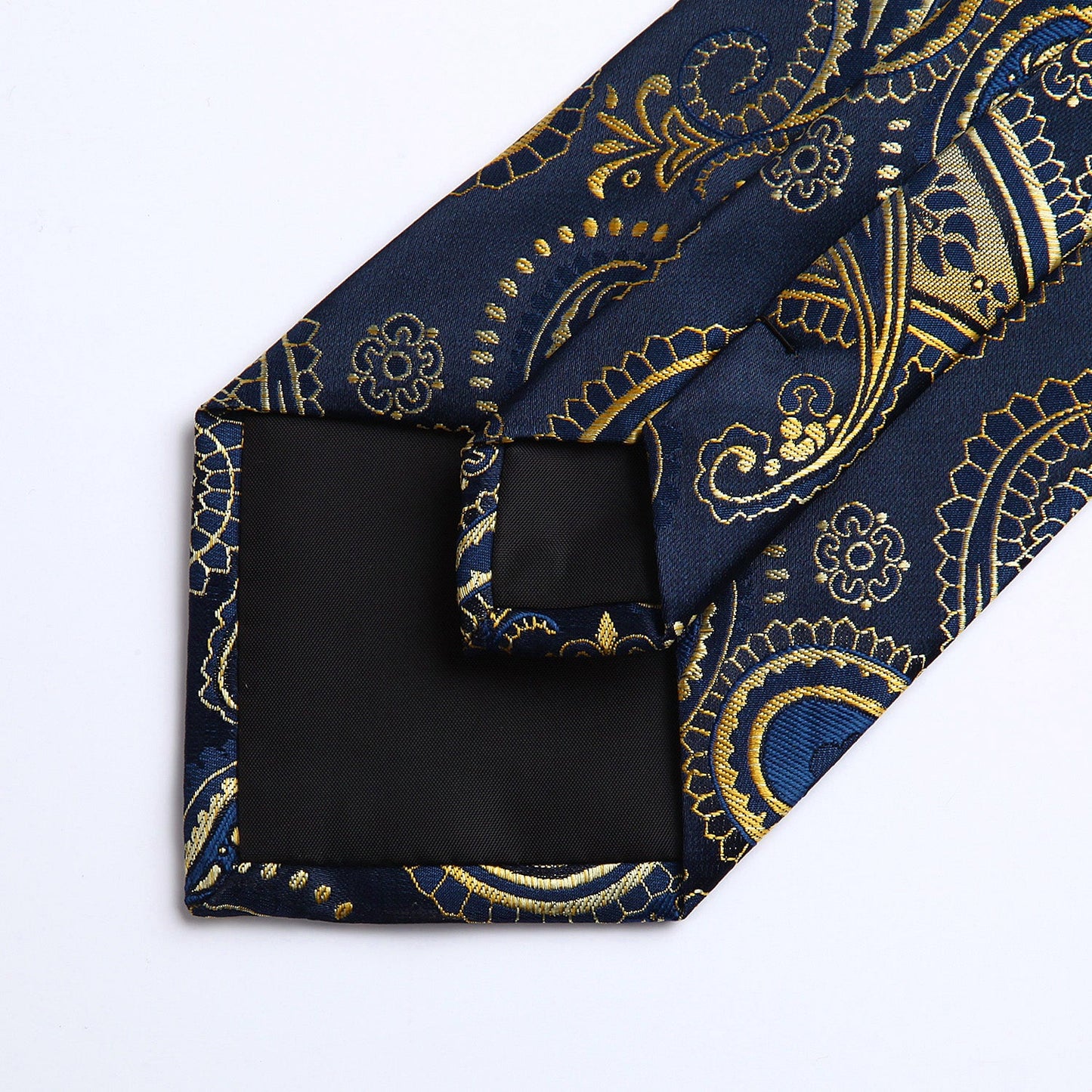 Hisdern Gold Blue Paisley Tie Set For Formal Wear