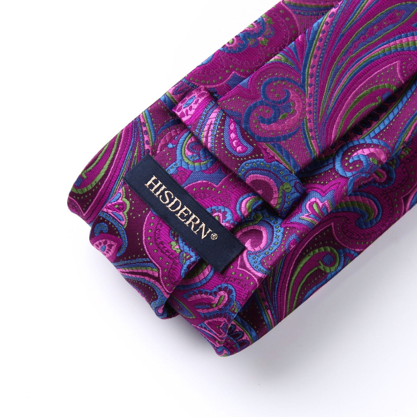 Hisdern Hot Pink Blue Paisley Tie Set For Groomsmen