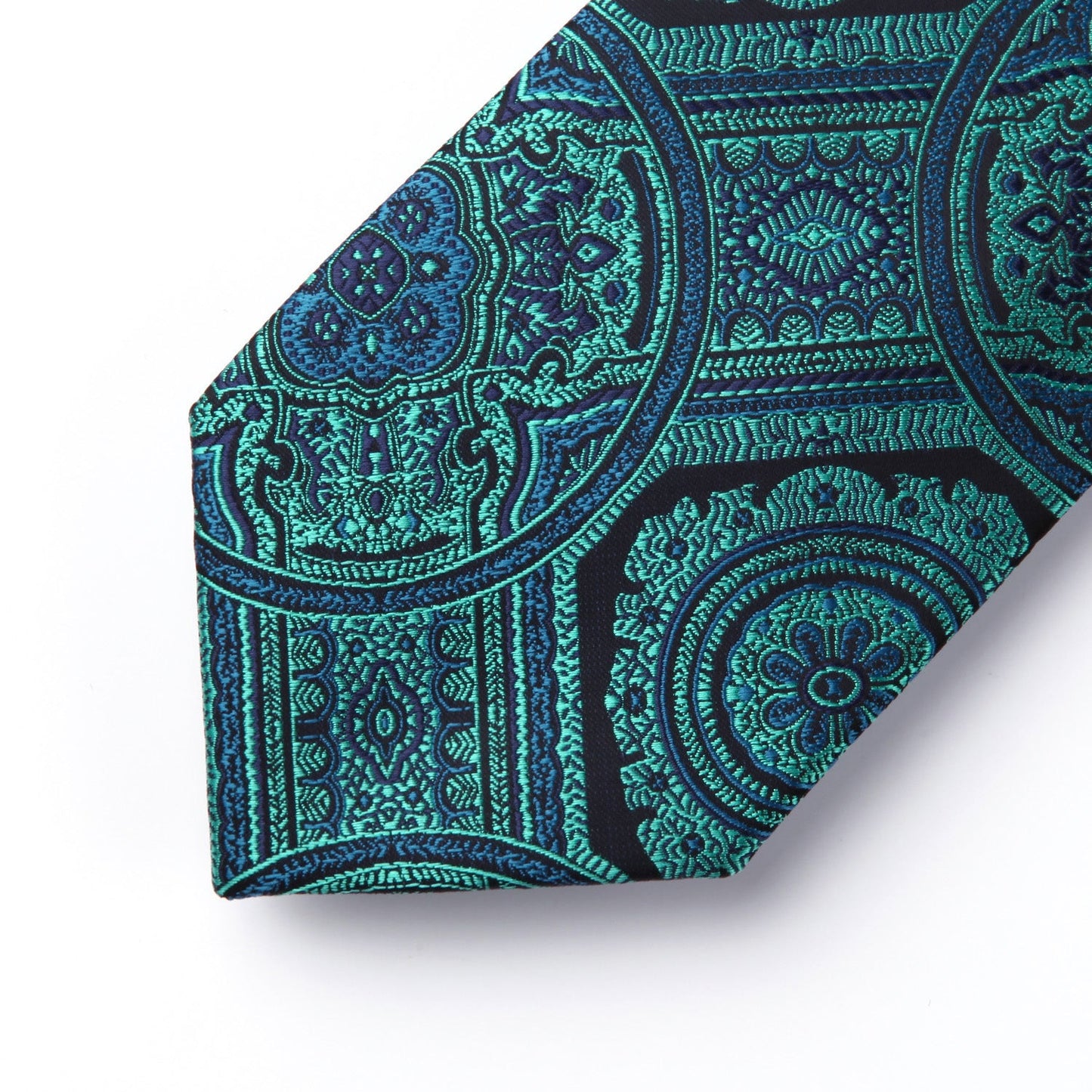Hisdern Aqua Green Paisley Tie Set For Groomsmen