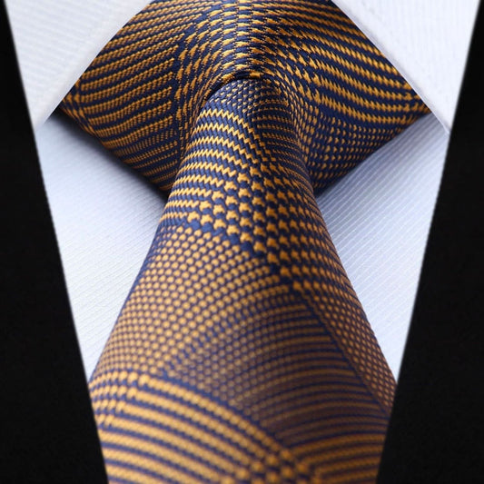 Hisdern Brown Plaid Business Tie Set