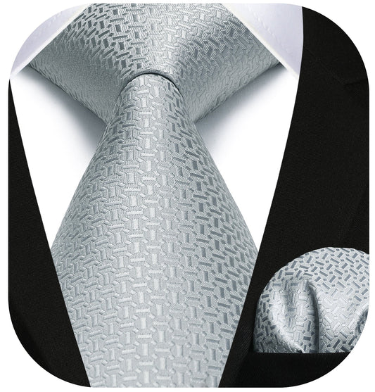 Hisdern Grey Houndstooth Wedding Tie Set
