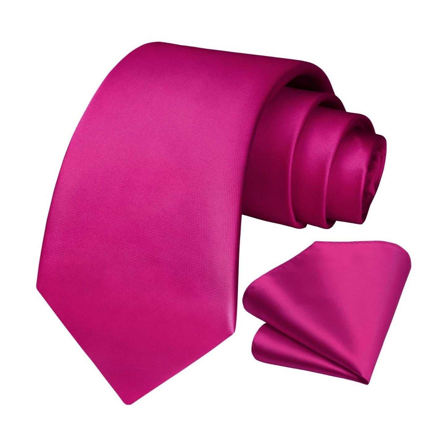 Hisdern Hot Pink Solid Men’s Tie Set for Formal & Wedding