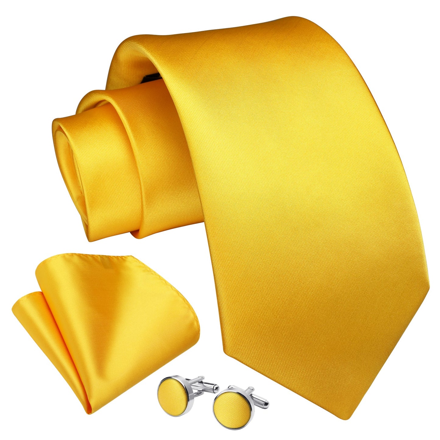 Hisdern Yellow Solid Wedding Accessories Set with Cufflinks