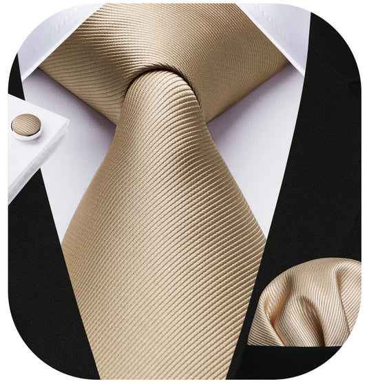 Hisdern Champagne Solid Wedding Accessories Set with Cufflinks