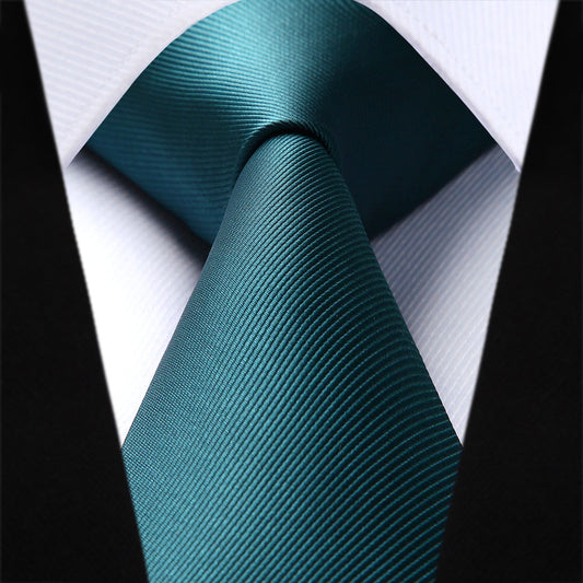 Hisdern Teal Solid Men’s Tie Set for Formal & Wedding