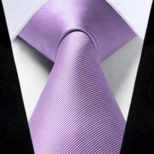 Hisdern Purple lavender Blush Solid Men’s Tie Set for Formal & Wedding