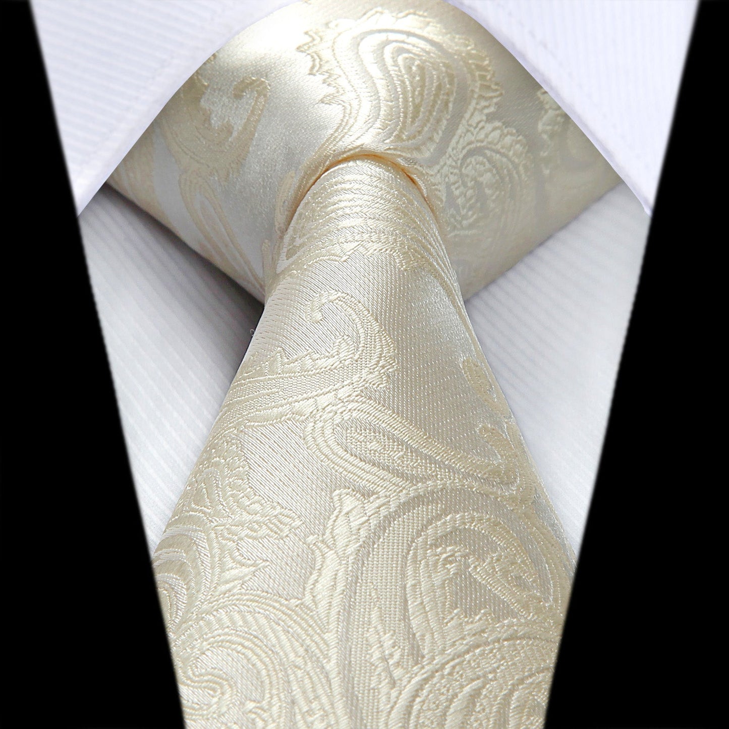 Hisdern Beige Paisley Tie Set For Groomsmen