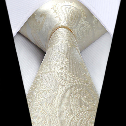 Hisdern Beige Paisley Tie Set For Groomsmen