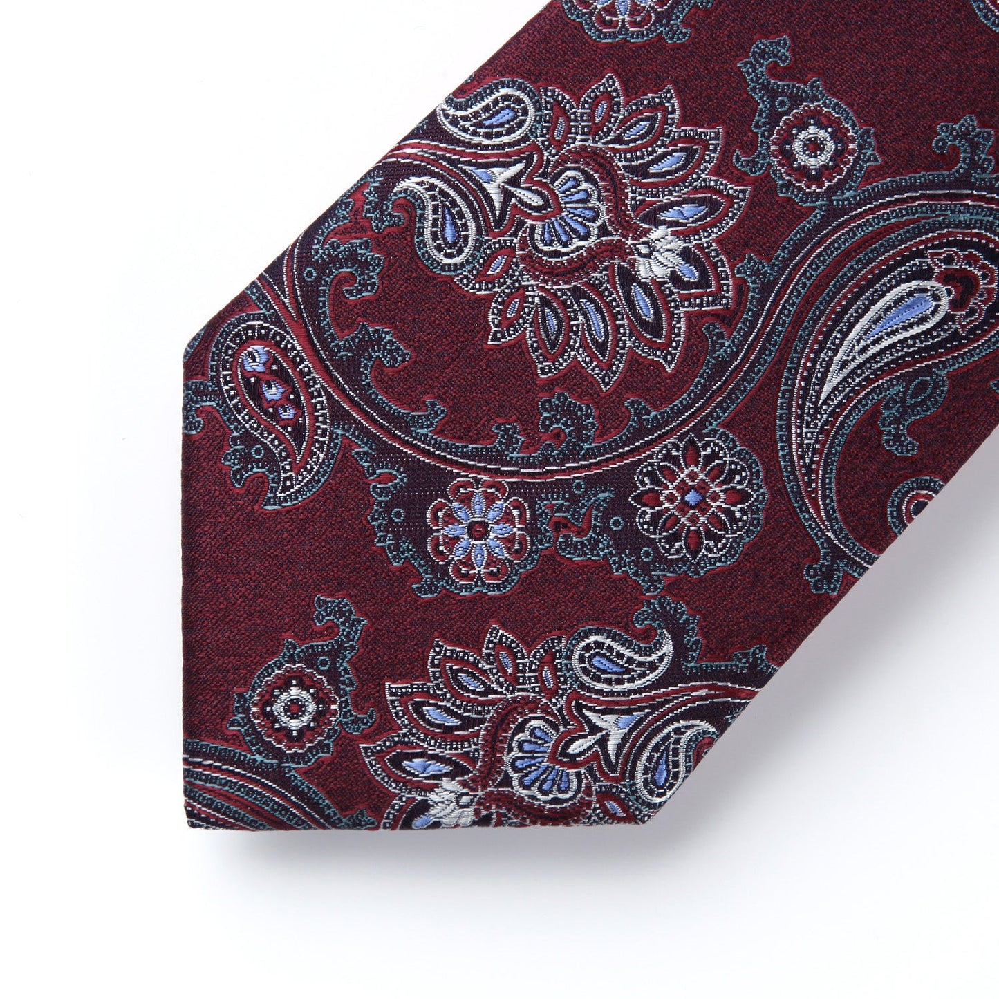 Hisdern Burgundy White Paisley Floral Wedding Accessories Set