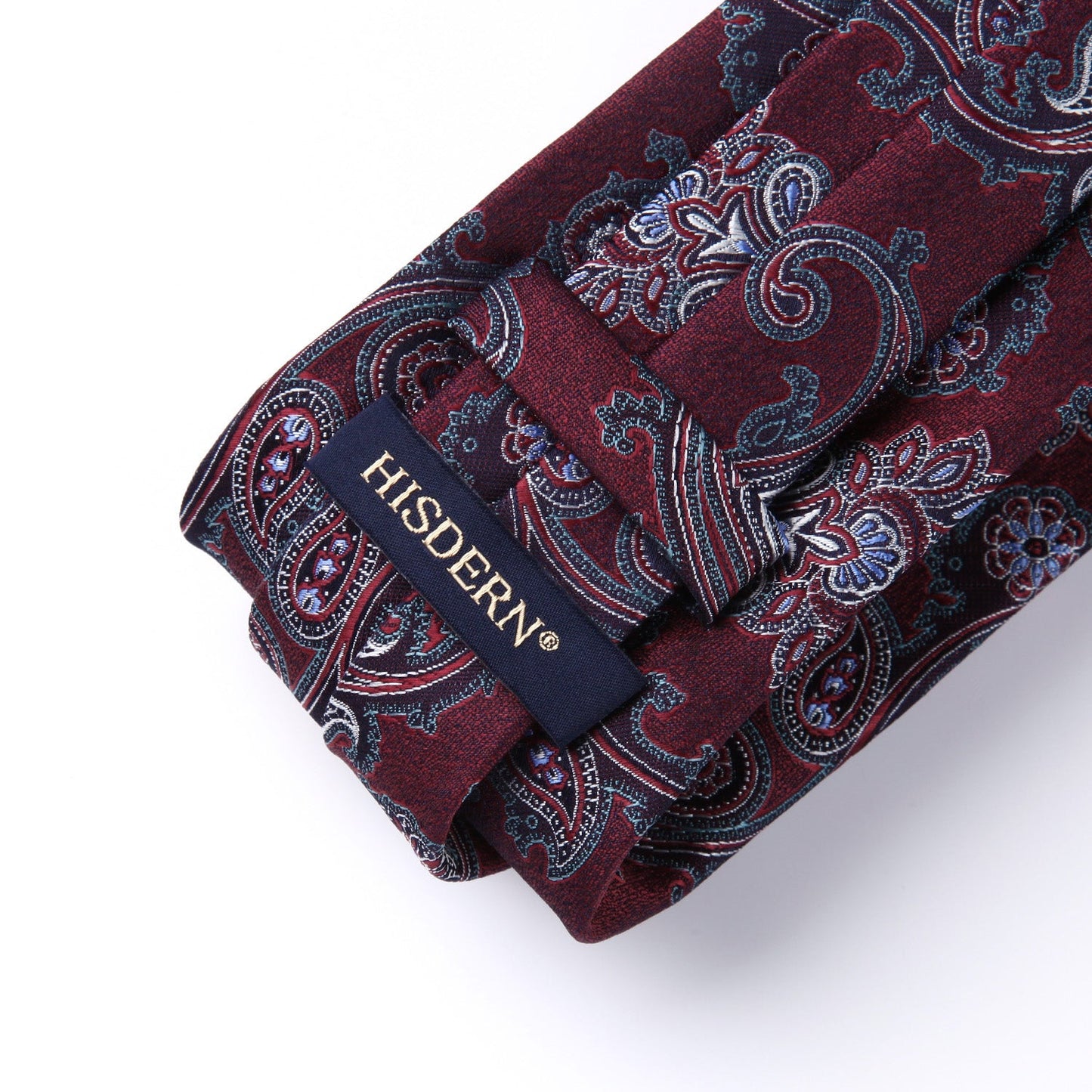 Hisdern Burgundy White Paisley Floral Wedding Accessories Set