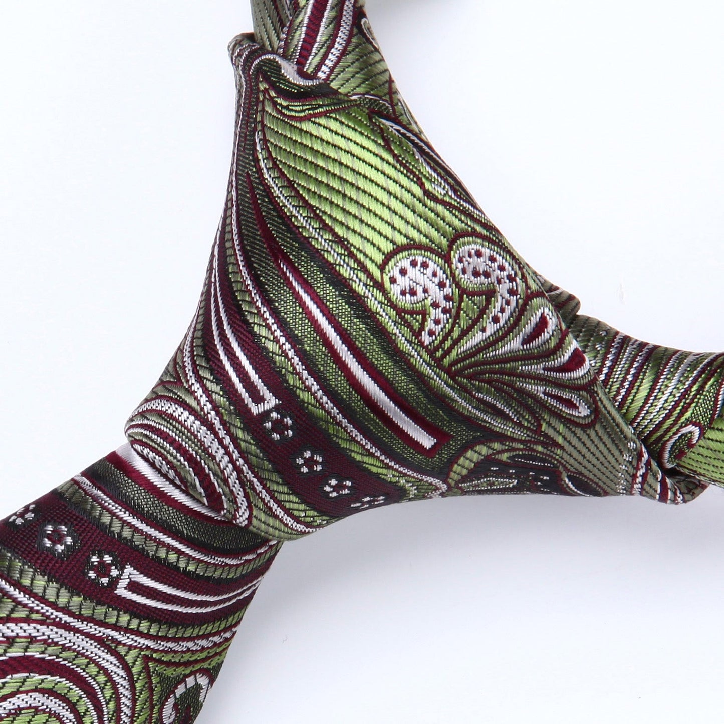 Hisdern Olive Green Burgundy Paisley Tie Set For Groomsmen