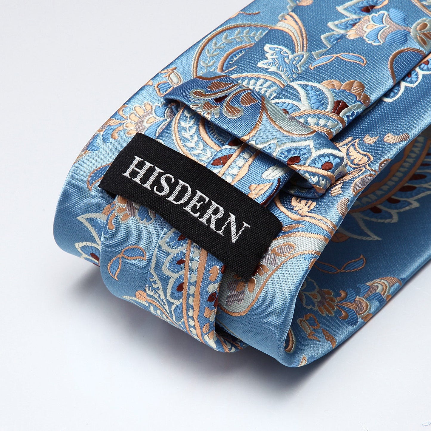 Hisdern Light Blue Purple Paisley Set For Groomsmen