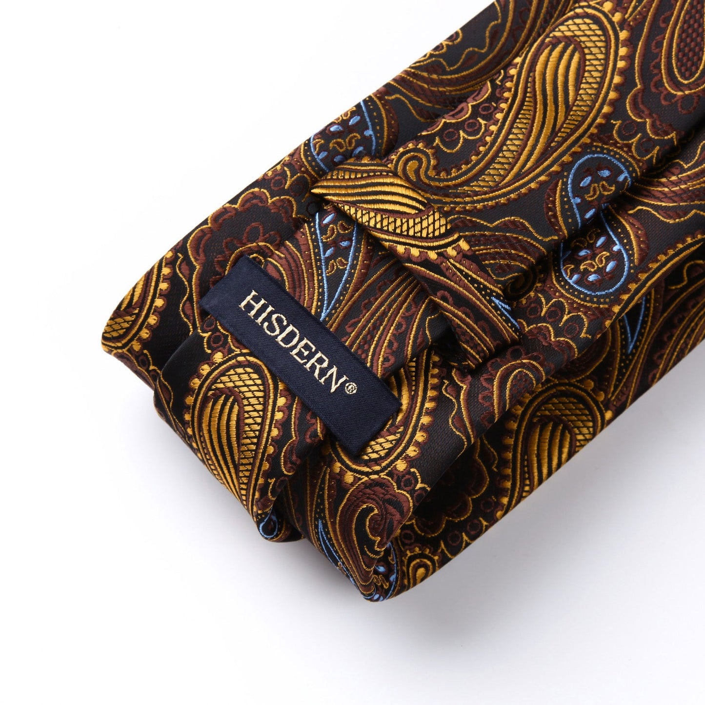 Hisdern Orange Brown Paisley Tie Set For Formal Wear