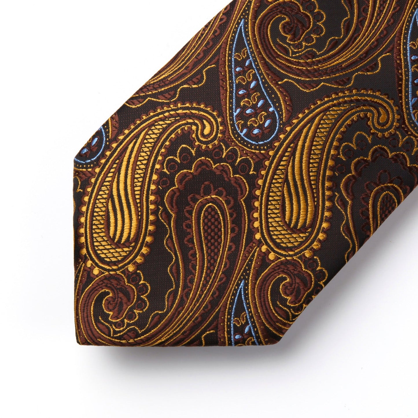Hisdern Orange Brown Paisley Tie Set For Formal Wear
