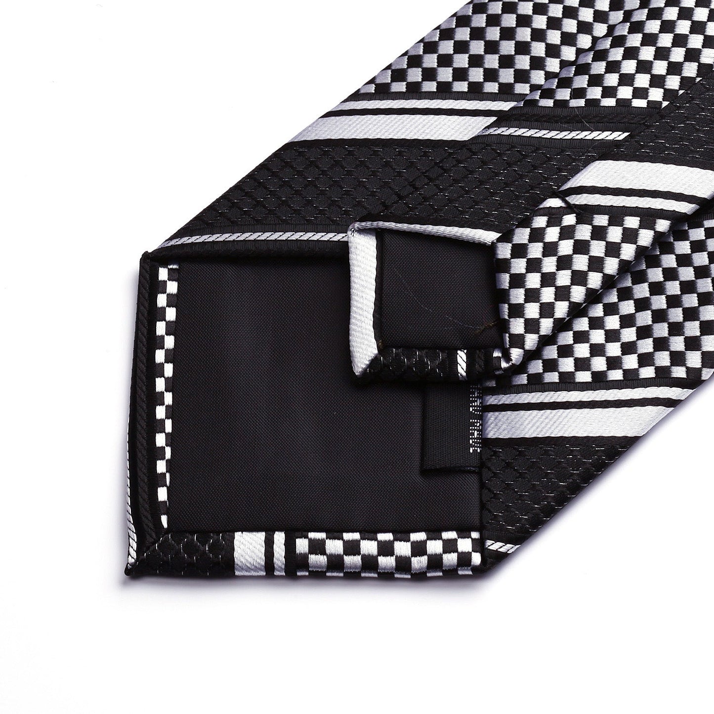 Hisdern Black White Striped Business Tie Set