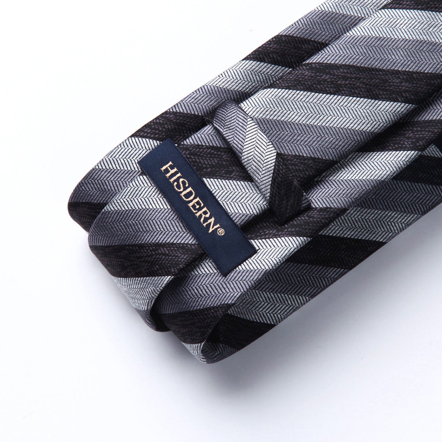 Hisdern Charcoal Grey Striped Business Tie Set