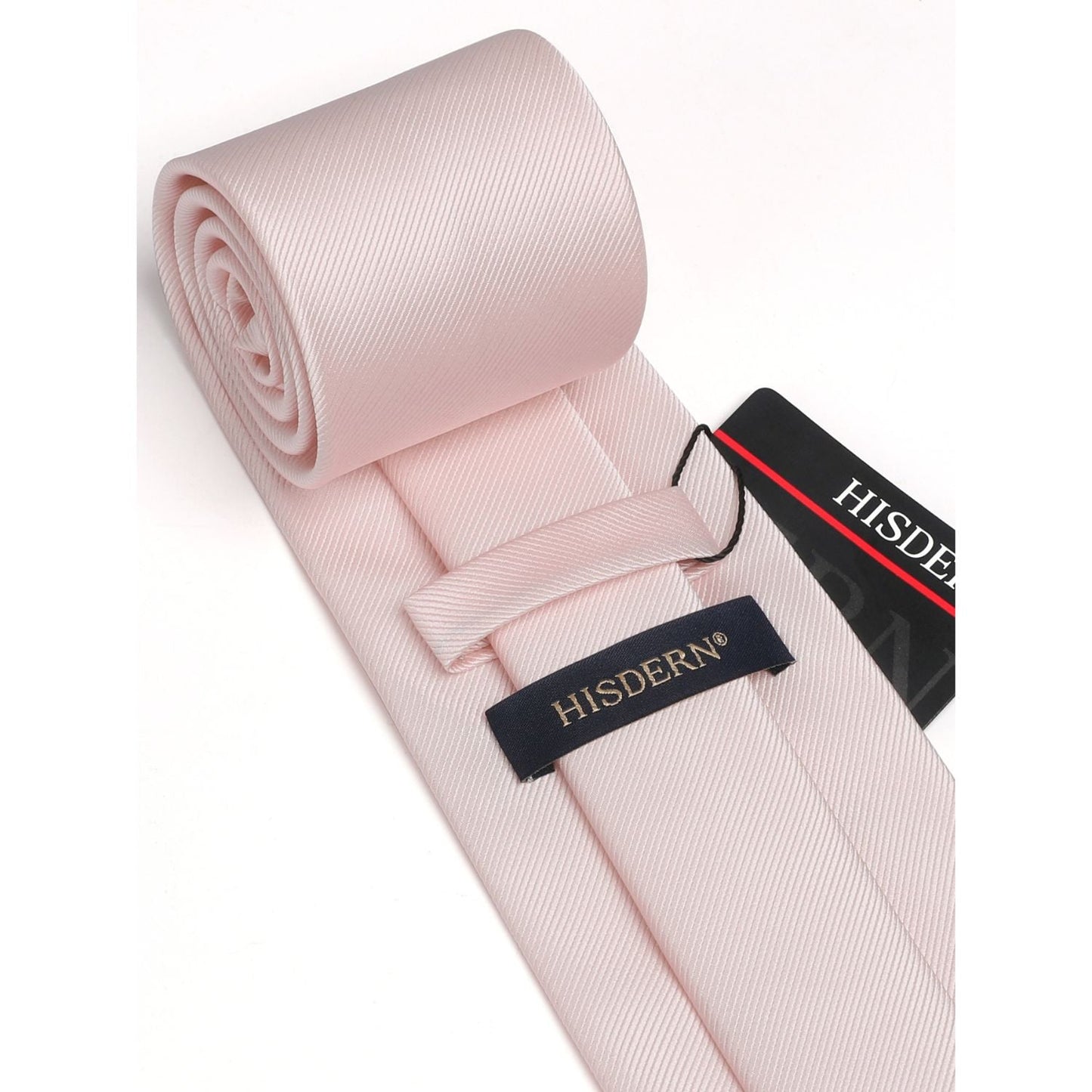 Hisdern Pink Blush Solid Men’s Tie Set for Formal & Wedding
