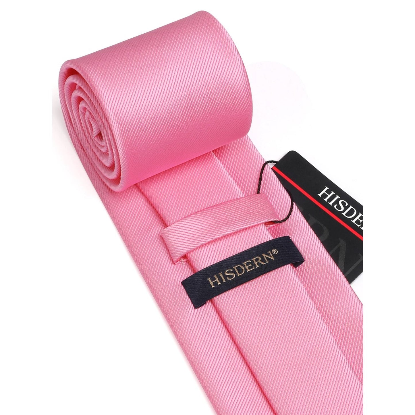 Hisdern Pink Solid Men’s Tie Set for Formal & Wedding