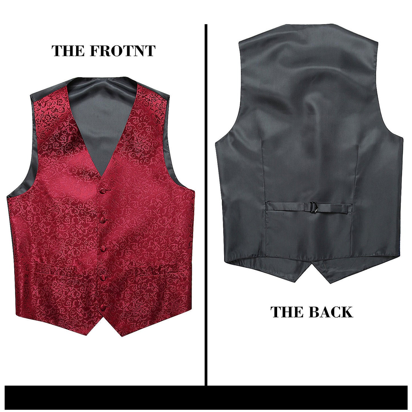 Hisdern Burgundy Paisley Vest Set - Formal Wear