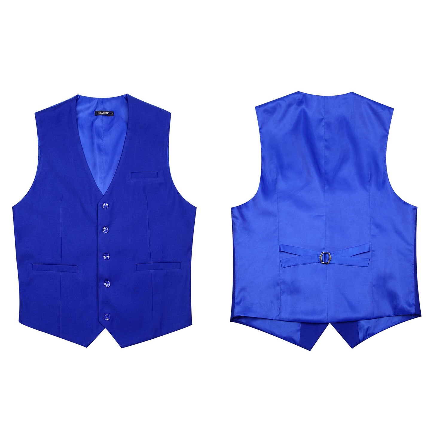 Hisdern Men's Royal Blue Satin Suit Vest Formal Wear