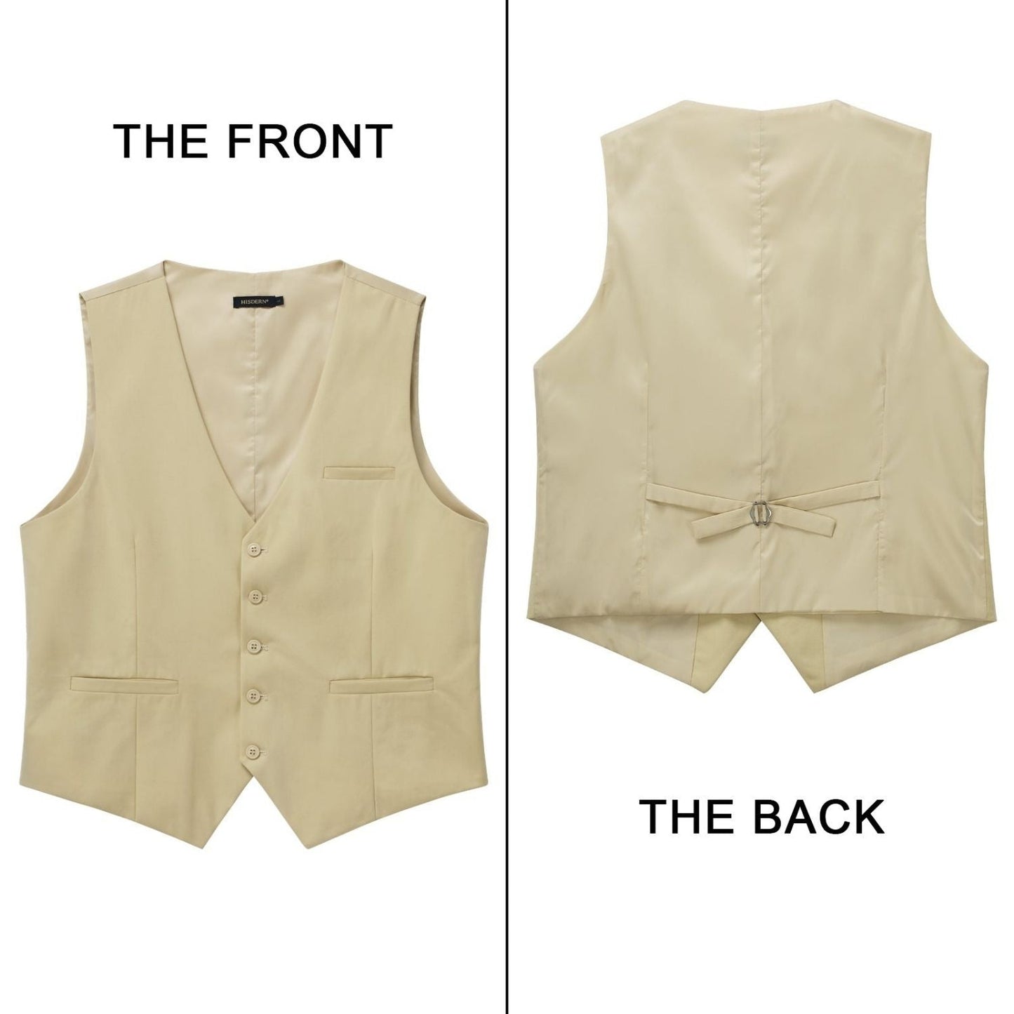 Hisdern Men's Light Beige Satin Suit Vest Formal Wear