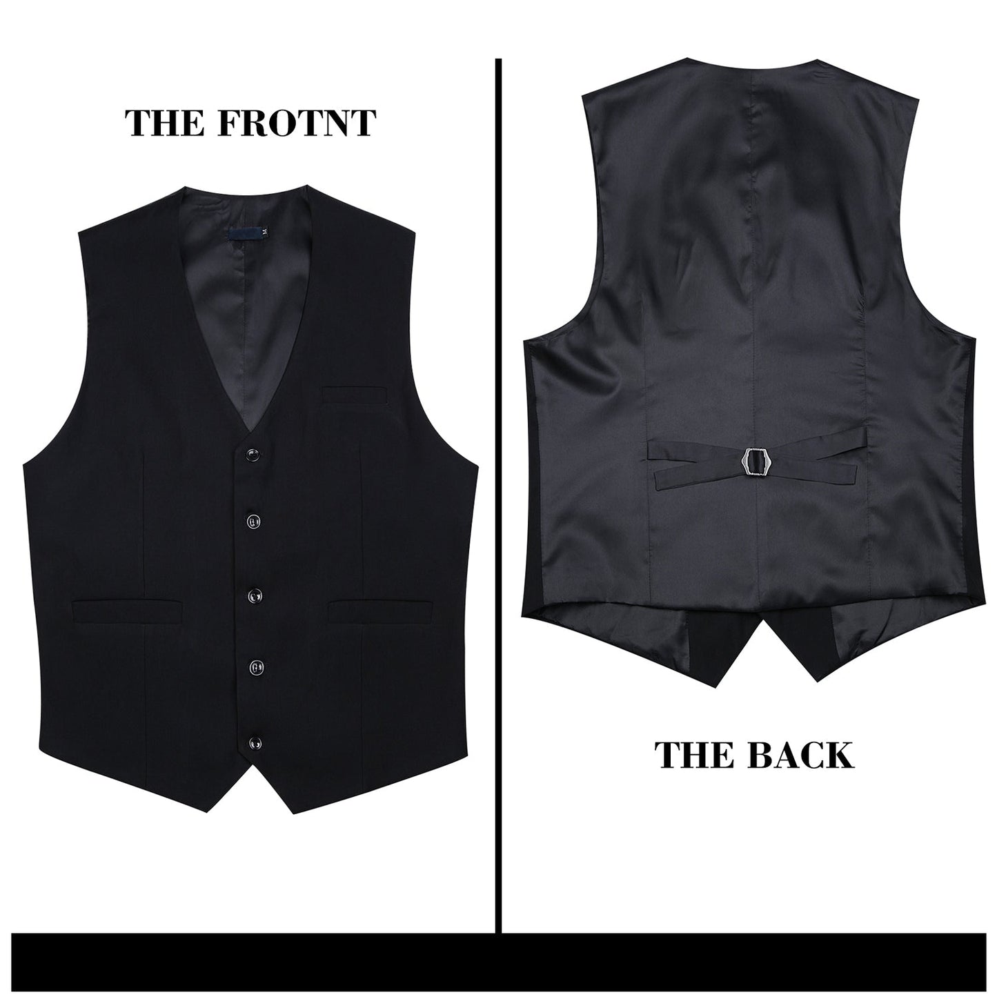 Hisdern Black Satin Foraml Vest - Formal Office Wear