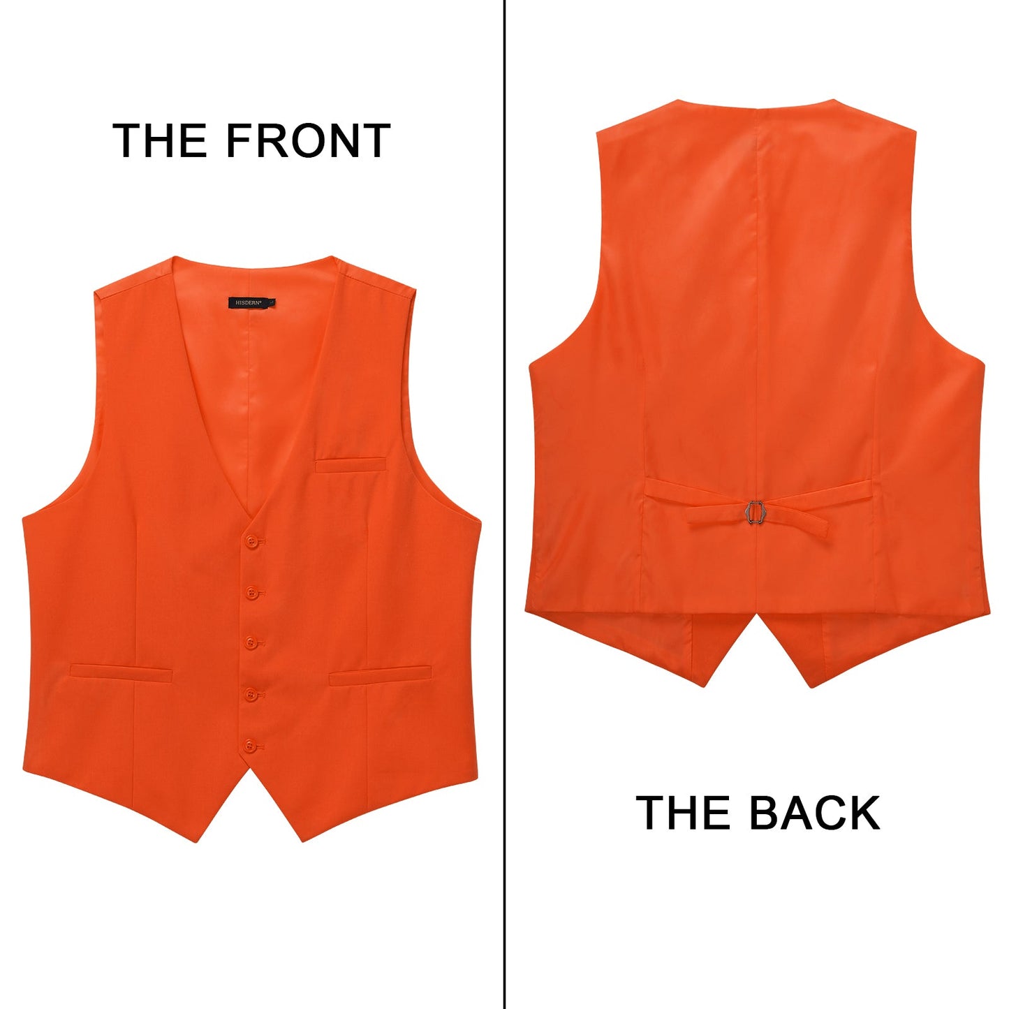 Hisdern Men's Orange Satin Suit Vest Formal Wear