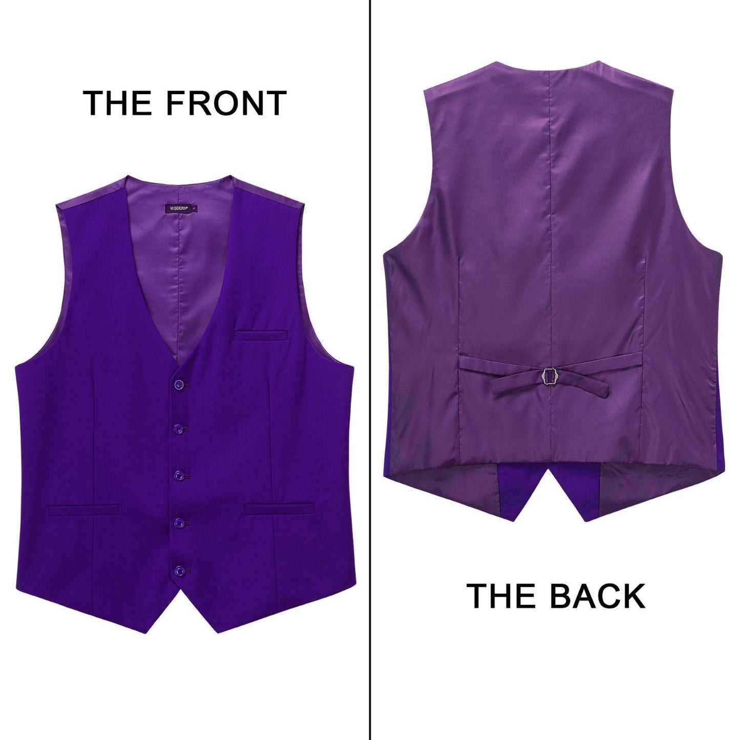 Hisdern Men's Purple Satin Suit Vest Formal Wear