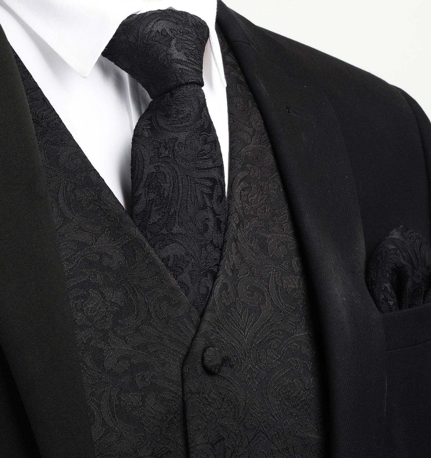 Hisdern Men's Black Paisley Vest Tie Set For Weddings