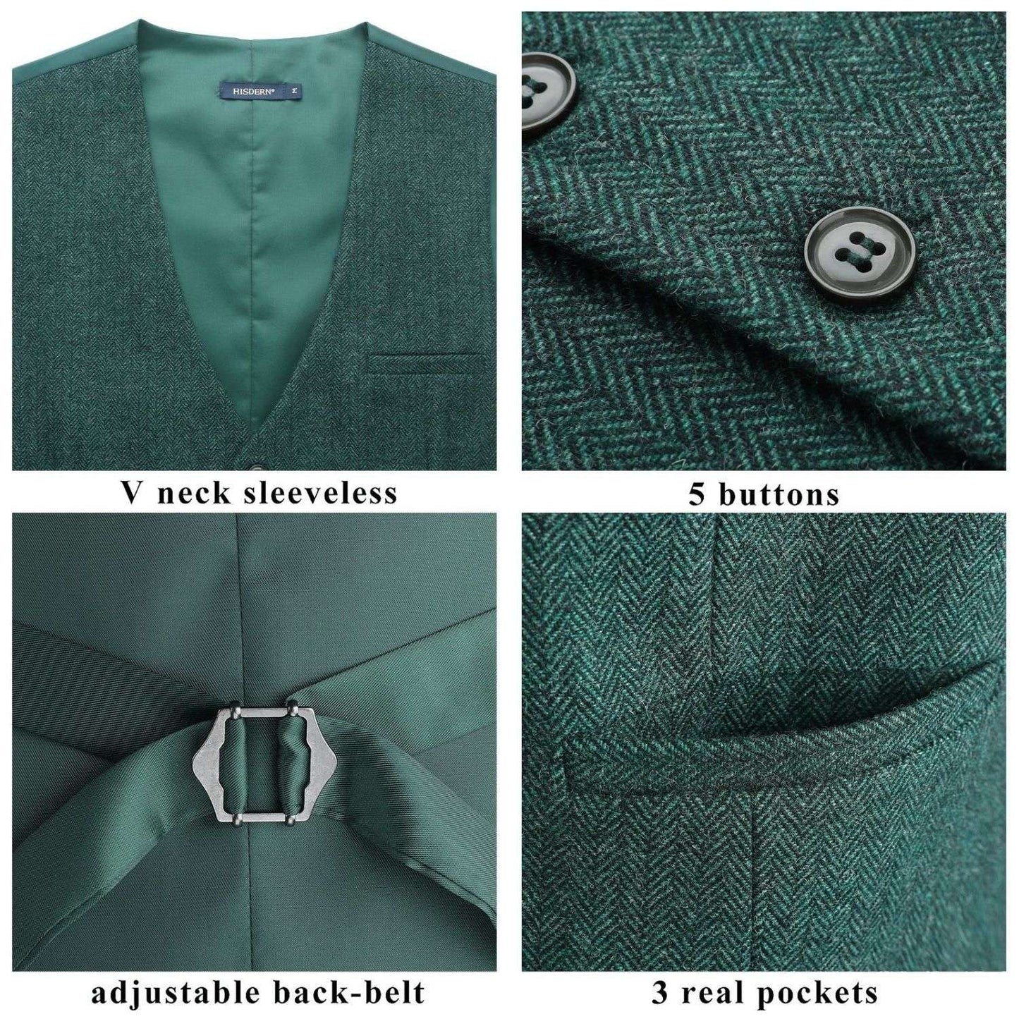 Men's Green Black Satin Suit Vest Formal Wear