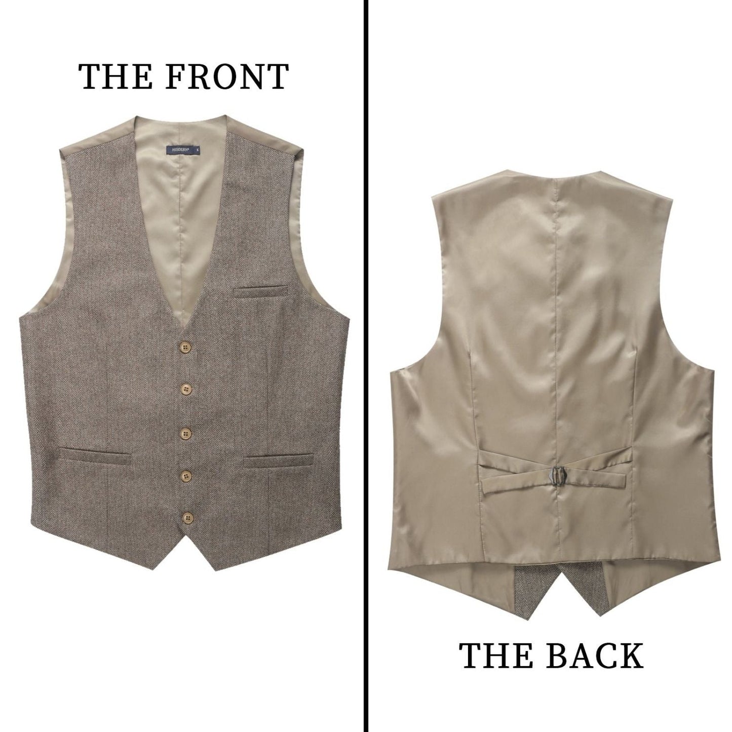 Hisdern Men's Brown Wedding Vest For Skinny Guys